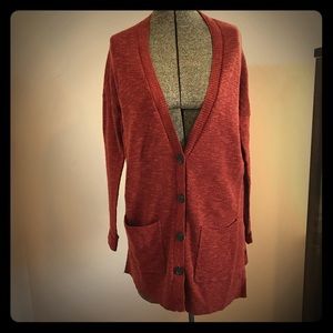 Lightweight cardigan cool deep rust color